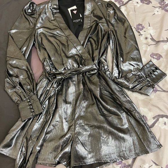 GUESS Romper xsmall NWT | Silver/Metallic | Never Used Brand New | Holiday Dress - Picture 1 of 2
